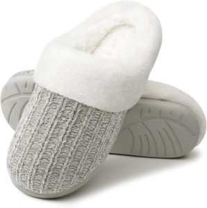 Women's Memory Foam Fuzzy Slippers Knit house shoe for Women Comfy Wool-Like Lined Slippers Indoor Outdoor